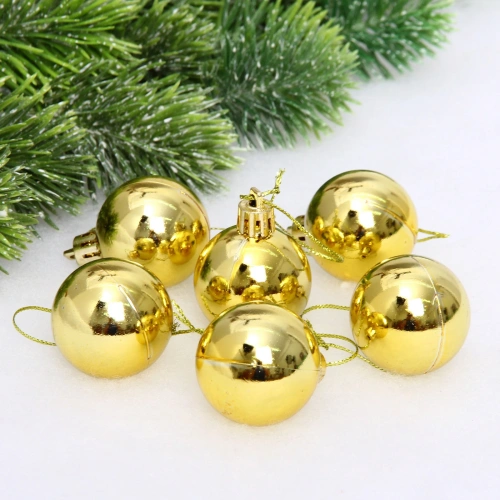 Новогодние шары 4 см (набор 6 шт) "Глянец", золотой