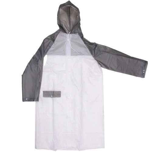 Дождевик-плащ "Уральский" с капюшоном и завязками, на кнопках, увеличенный 140 Мкрн 115*65см бело-серый ДоброСад