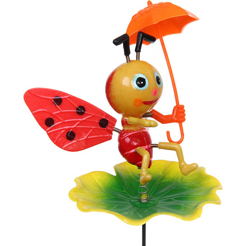 Фигура на спице Божья коровка с зонтиком 60 см (фигура 1210 см) для отпугивания птиц, микс_8
