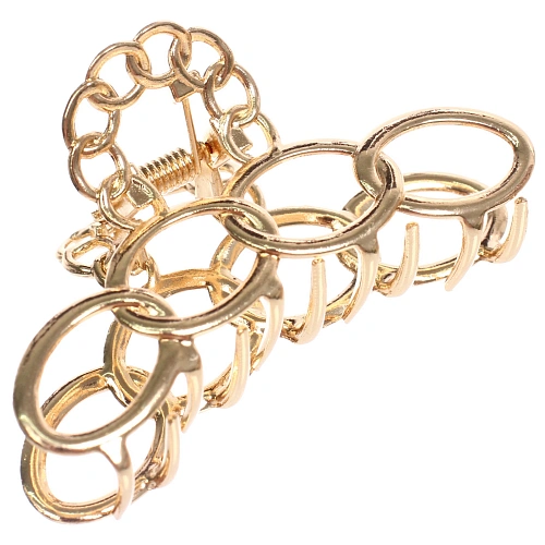 Заколка - краб для волос на блистере PREMIUM, корсика, цвет серебро и золото, 8см_3