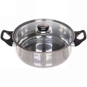 Кастрюля из нержавеющей стали "Cook" 3,4л со стеклянной крышкой 24*9см