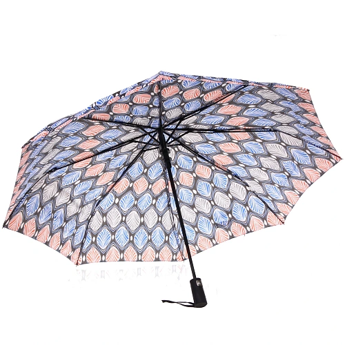 Зонт женский полуавтомат Ultramarine- Маниока, микс 6 цветов, 8 спиц, d-100см, длина в слож виде 28см, голубые цветы_14