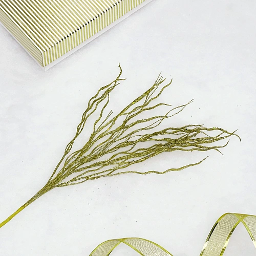 Ветка декоративная "Изысканный блеск" 62 см, Золото