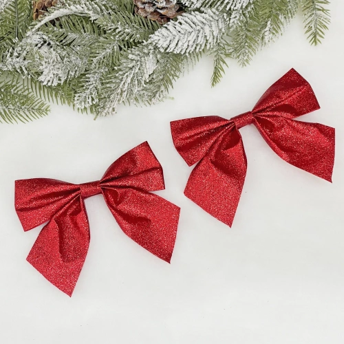 Бант на ёлку "Зимнее очарование" 15*15 cм (набор 2 шт), Красный