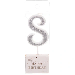 Свеча для торта Цифра Иллюзия "8" 9,5 см, серебро