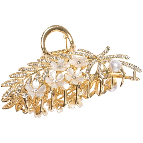 Заколка - краб для волос на блистере LAVITA, веточка, цвет серебро и золото, 115,5см_6