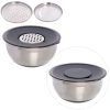 Миска из нержавеющей стали на силиконовом основании 3,6л 26см с 3-мя насадками-терками