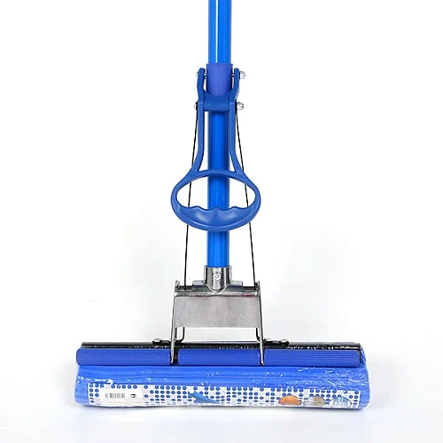 Швабра Селфи с губкой ПВА металлическая ручка 120 см(отжим один ролик)_2