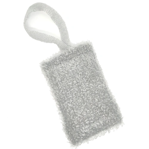 Мочалка для тела массажная средней жесткости «TERRY OPTIMA», цвет серебро, 17*11см