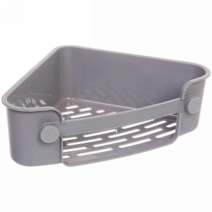 Полка для ванны с липким слоем угловая "Стайл"серая 26х19х7,5см