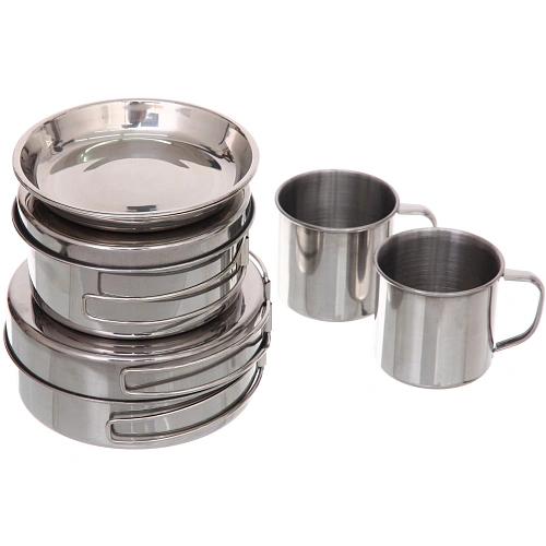Набор посуды походной 8предметов (2ковша, сковорода 15,53см, 3тарелки,2кружки)_10