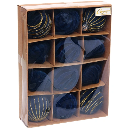 Набор елочных украшений VELOUR Восточная ночь 6 см (набор 12 шт), Сапфир_5