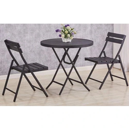 Набор садовой мебели складной "Дачная симфония" DS-B406: стол 80*75 см, 2 стула 54*47*83 см, черный