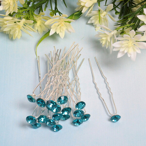 Шпильки для волос в тубе 20шт Hair Beauty, стразик, микс 4 цвета, d-08см_2