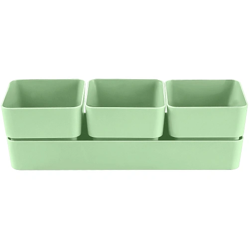 Кашпо для цветов пластиковое 0,45л 29,2*9,6см "Фиори" Трио мята