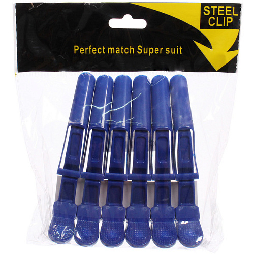 Зажимы парикмахерские 6шт KLEVER, цвет синий, 11,21,5см_3