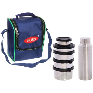 Набор Туриста (бутылка для воды 800мл +5мисок) из нержавеющей стали в чехле