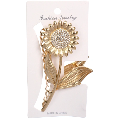 Заколка - краб для волос на блистере ДЕ Палма, подсолнух, цвет золото и серебро, 11555см _4