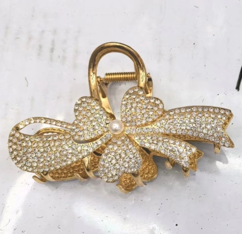 Заколка - краб для волос на блистере "LAVITA", цветочек, цвет серебро и золото, 10,5*6,5см