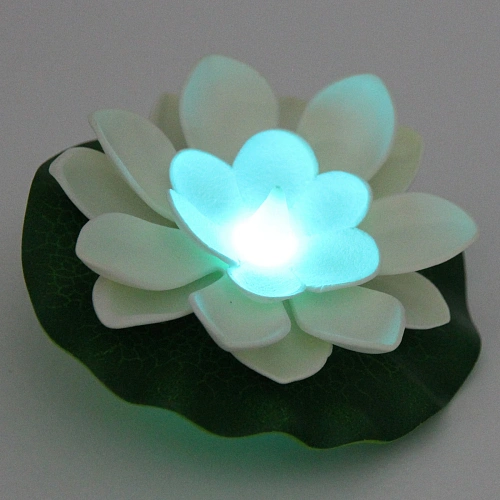 Растение водоплавающее Кувшинка d-10см с подсветкой от контакта с водой, белый_7