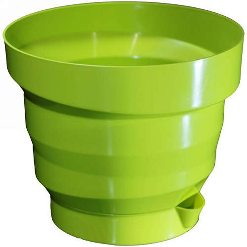 Горшок для цветов пластиковый 1,6л d-17см "Акцент" с поддоном фисташка