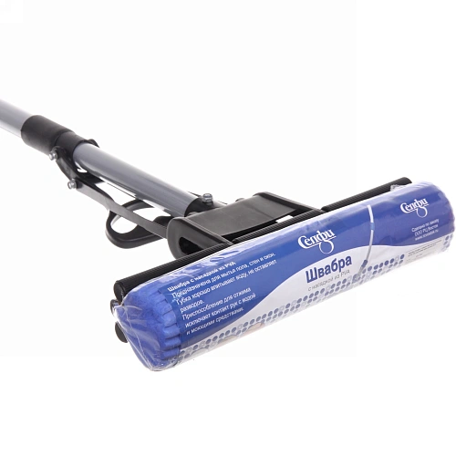 Швабра Селфи с губкой ПВА металлическая ручка 110 см(отжим один ролик) 8019_8