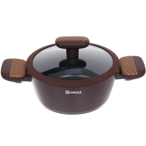 Кастрюля "BAROLY" CHOCOLATE 2л, индукция, стеклянная крышка