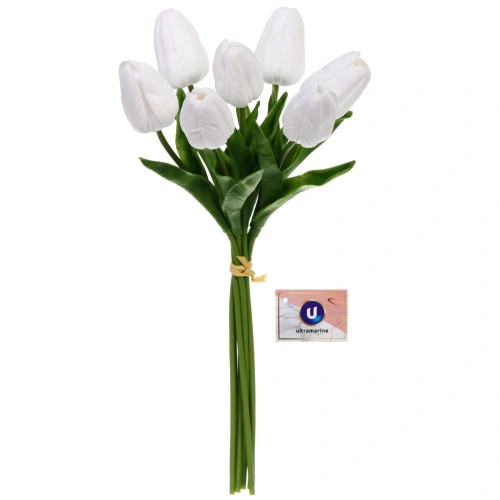 Цветы искусственные "Natur" 38см Тюльпаны 7шт белые