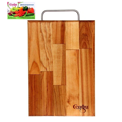 Доска разделочная "Прямоугольник" большая (металлическая ручка) 34*22*1,8см 