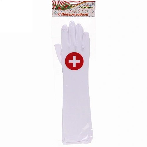 Перчатки карнавальные Медсестра, белый_3