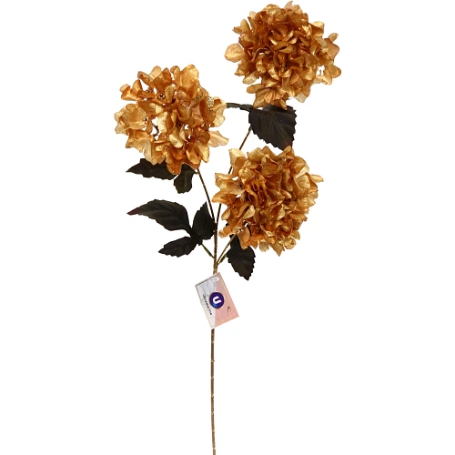 Искусственные цветы FLOWERS GLAMOUR 70см Гортензии 3 цветка золотые_2