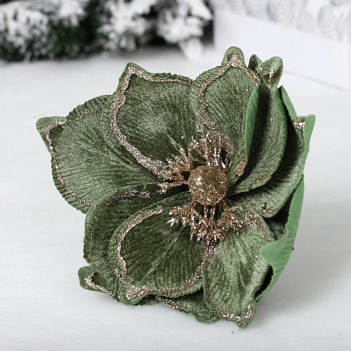 Украшение новогоднее "Пуансеттия - Симфония" 21 см, Изумруд