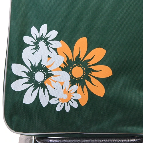 Тележка хозяйственная с сумкой (933330см, колеса 16см, до 30 кг) цветы зеленая_10