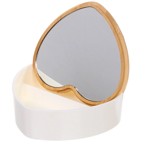 Зеркало настольное - органайзер с бамбуковой крышкой БРАМИНГЕМ, цвет белый, 1614,55см (коробка)_3