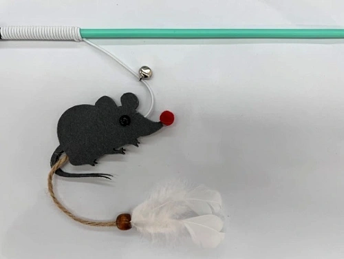 Игрушка - дразнилка на палочке "ЦапЦап", мышка, цвет серый, 45*85см 