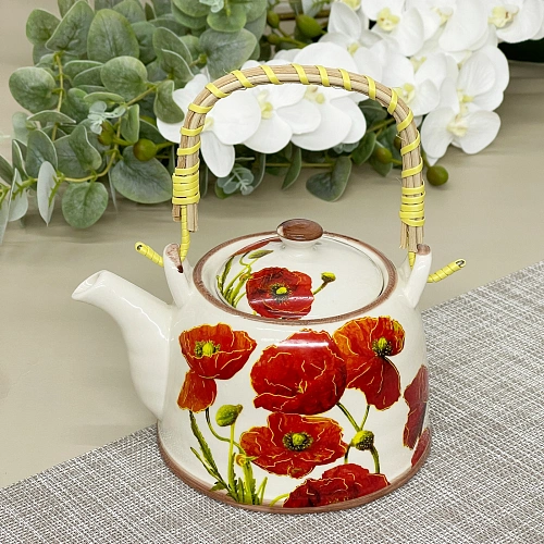 Чайник заварочный керамический 700мл с ситом Маки_7