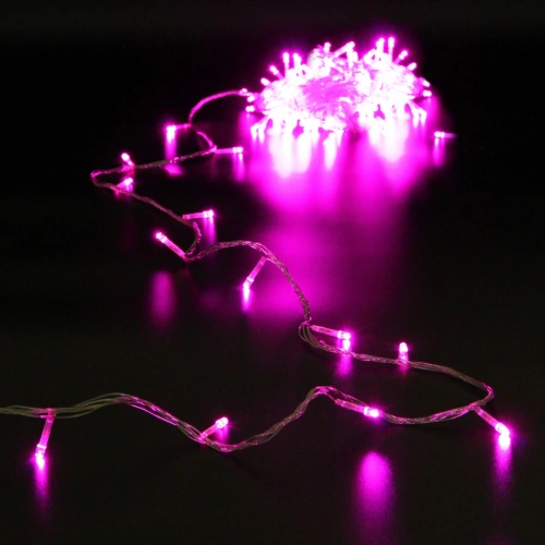 Гирлянда для дома 16м 180 ламп LED прозрач.пров.,8 реж, IP-20, Розовый (возможность соединения)