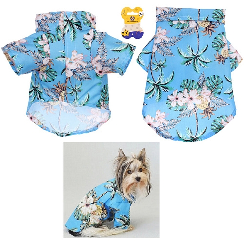 Рубашка для собак и кошек малых и средних пород "СТИЛЬНЫЙ БРО", принт пальмы, размер S