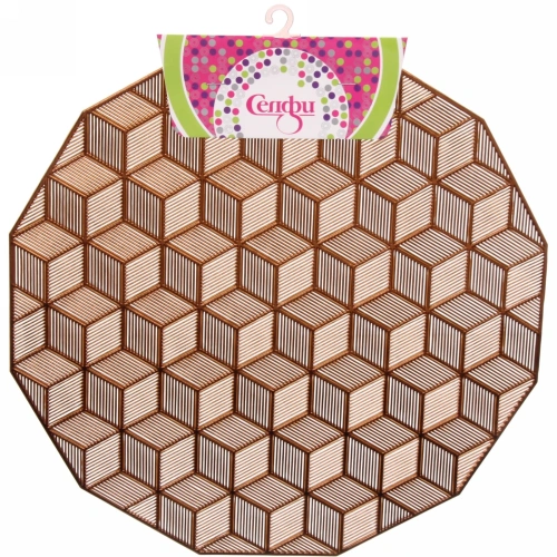 Салфетка плетеная 38см "Кубики" терракот