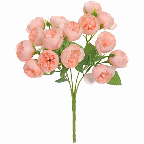 Искусственные цветы Розочки 30см 15 цветков персиковые_3