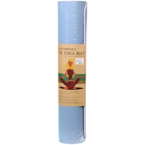 Коврик для йоги 8 мм 183х68 см Энергия 2х сторонний TPE, голубойрозовый_9