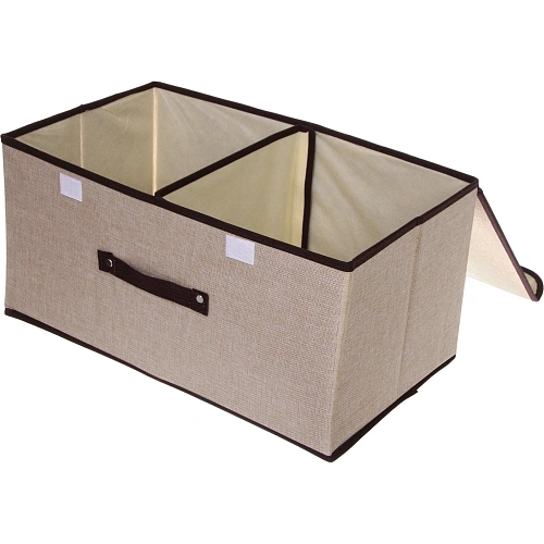 Короб - органайзер складной стеллажный для хранения вещей ДОМания, цвет бежевый, два отделения, 503025см (лейбл)_4