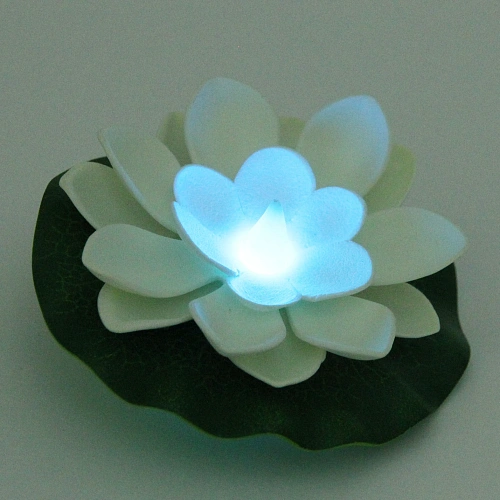 Растение водоплавающее Кувшинка d-10см с подсветкой от контакта с водой, белый_8