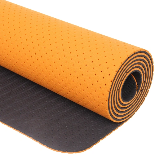 Коврик для йоги 6 мм 183х61 см Sports time перфорированный (ТРЕ), оранжевыйсерый_7