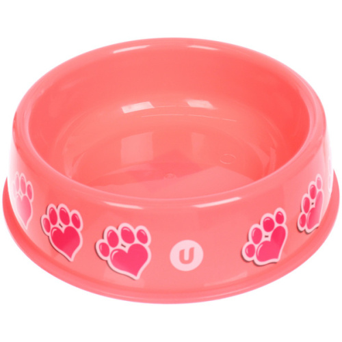 Миска пластиковая "МОЙ БРО - Любимые следы!, цвет розовый  21*6,5см (логотип на миске) 700мл