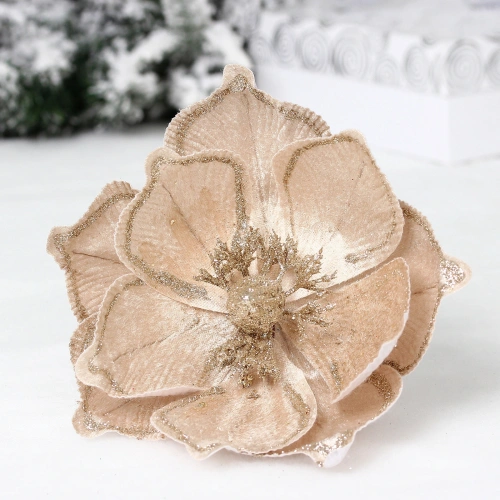 Украшение новогоднее "Пуансеттия - Симфония" 21 см, Шампань