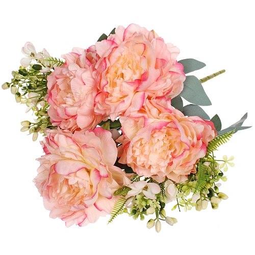 Искусственные цветы "Пионовое наслаждение" 46см 5 цветков розовые