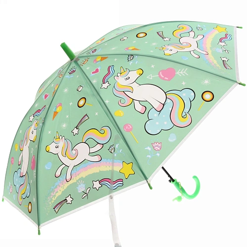 Зонт детский полуавтомат Ультрамарин - Единорожек на луне, 8 спиц, d-85см, длина в слож виде 68см  _13
