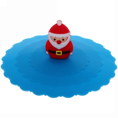 Крышка силиконовая для кружки 10см "Дед Мороз"