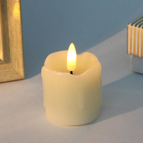 Сувенир с подсветкой "Свеча восковая - Сияние" 5*5 см - облита воском (работает от батареек 2032)